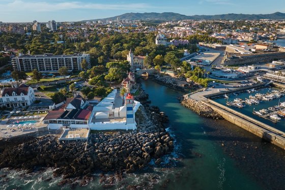 Placeholder photograph — the Santa Marta lighthouse above the water at Cascais