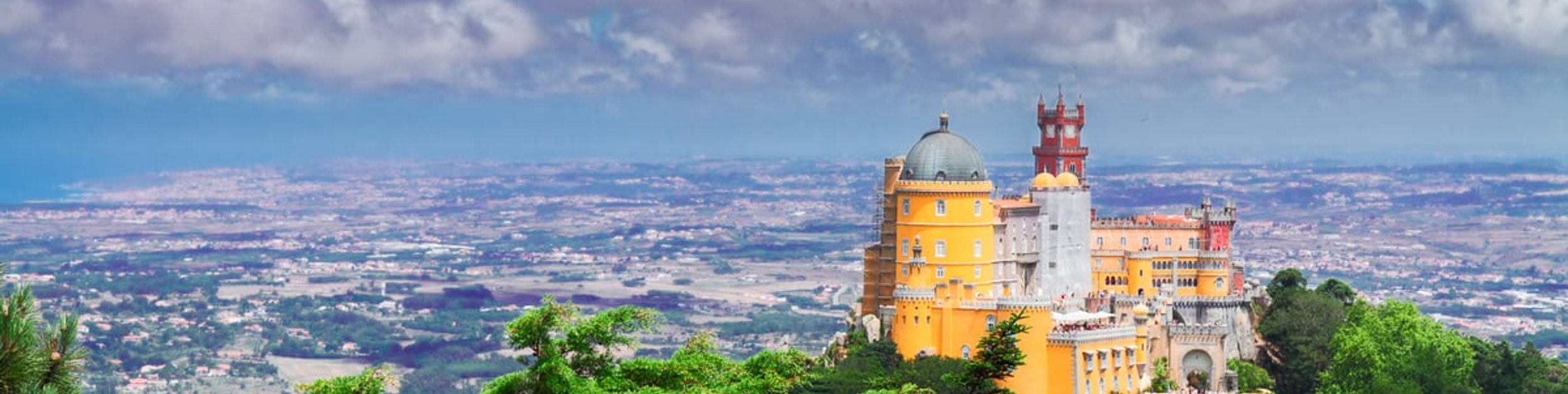 The Pena Palace on its wooded ridge above Sintra