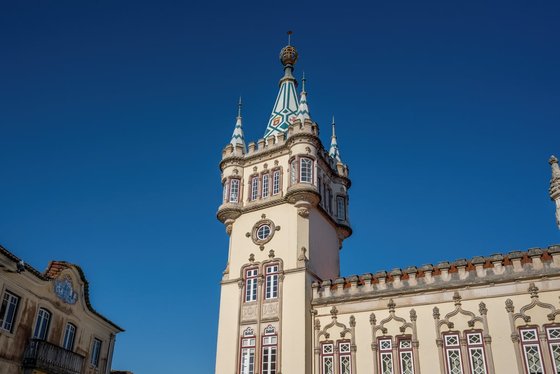 Placeholder photograph — the tiled spire of the town hall at Sintra