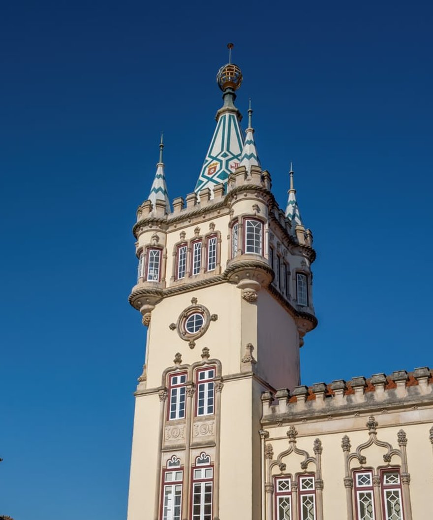 Placeholder photograph — the tiled spire of the town hall at Sintra